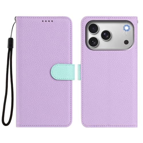 Étui iPhone 13 Pro violet magnétique doté d'un rabat portefeuille détachable