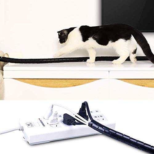 حافظة تنظيم الكيبلات بطول 10 قدم بقطر 0.8 انش مع مشبك بسحاب، منظم اسلاك مرن وقابل للتوسيع للمنزل والمكتب وخافي العيوب للكمبيوتر والتلفزيون والكمبيوتر والسينما