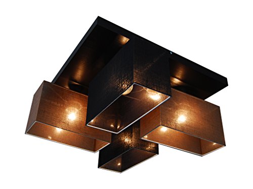 Preisvergleich Produktbild Deckenlampe HausLeuchten JLS45BRSCD-WENGE 45x45 cm Deckenleuchte Leuchte Lampe 4-flammig Wohnzimmer Schlafzimmer Küche Lampe Kinderzimmer LED-geeignet (SCHWARZ / BRAUN)