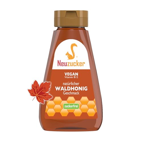 Neuzucker leichter Sirup Waldhoniggeschmack, natürliches Aroma, zuckerfrei mit Stevia (Steviolglycoside), vegan, Vitamin B12, kalorienfrei gesüßt, Honigersatz – 265 g