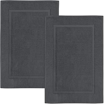 Utopia Towels - 2 Tappeti da Bagno in Cotone, (53 x 86 cm), 100% Cotone Ring-Spun - Altamente Assorbente e Lavabile in Lavatrice, tappetini da Bagno per Doccia (Grigio)