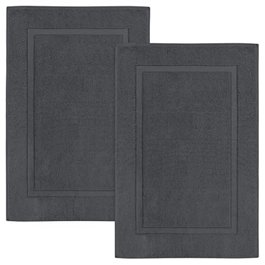 Utopia Towels - 2 alfombras de baño de algodón, (53 x 86 cm), 100% algodón Hilado en Anillos - Toalla de baño para Ducha Altamente Absorbente y Lavable a máquina (Gris)