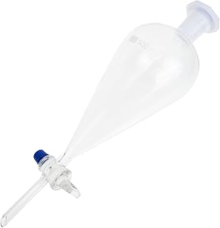 iplusmile Borosilicate Glass Separating Funnel 500ml, Heavy Wall Conical Separatory Funnel with Glass Key Stopcock for Chemistry Laboratory Accessory (500ml)