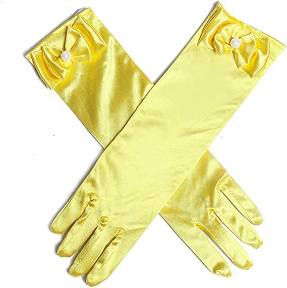 L-Peach Kids Satin Bowknot Formal Gloves Girl's Princess Costume Gloves for Bride Party Halloween Christmas Cosplay - Image 2