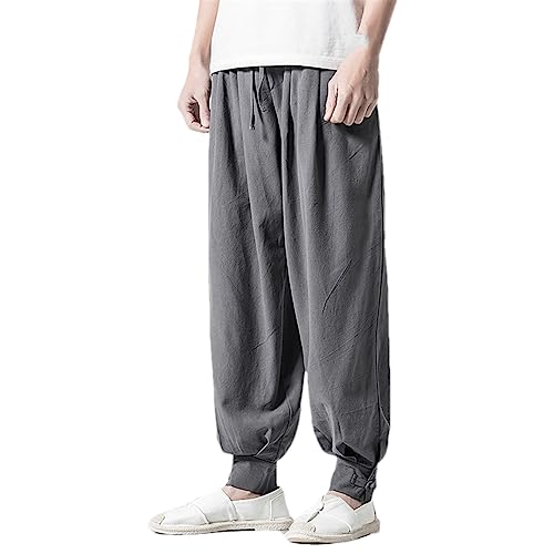 Pantalon sarouel homme fluide contre la chaleur style ample yukata japonais gris confortable