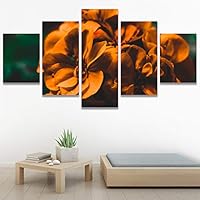 SIGNWIN 5 Panel Canvas Wall Art Orange Petals for Home Decorations Ready to Hang - 60