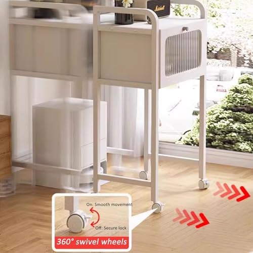 Robot Vacuum Cleaner Storage Rack with Drawer, Sweeping Robot Stand with Pulleys for Living Room & Bathroom - Space-Saving Organizer, Gray Robot Storage Solution