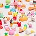 CLOCK KING 72Pcs 3D Food Erasers for Kids, All are Food Styles, Random Desktop Pets Toys Gifts, Mini Puzzle Classroom Rewards, Kids Party Favors Back to School Supplies