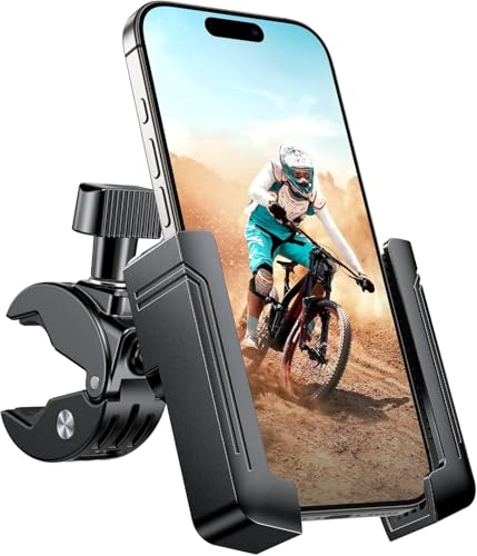 Miracase Bike Phone Holder:Unblock Camera Universal Motorbike Phone Mount Accessories Fit for iPhone 17 16 15 14 13 12 Pro Max Samsung and All Mobile Phones Black