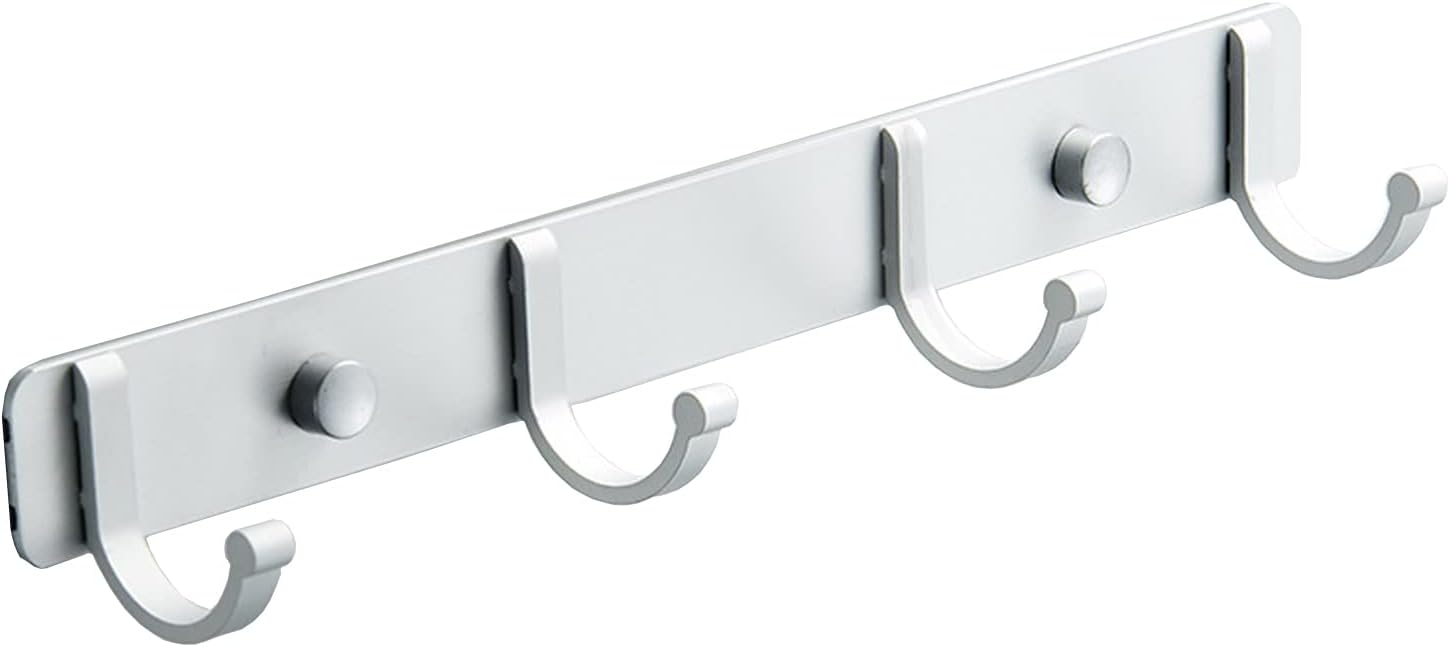 Wall Mounted Coat Racks with Hooks Hanging Holder Towel Rack 10.83' x 1.50' Modern White Hanging for Clothes Entryway Bathroom Bedroom (4 Hooks, White)