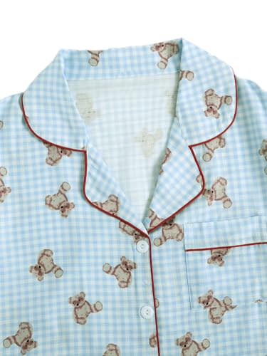 Image of Verdusa Women's 2 Piece Pajama Sets Cute Printed Fall Pajamas Sleepwear Button Up Shirt with Pants Lounge Pjs