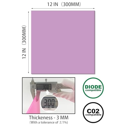 Image of 2pcs Pastel Cell Cast Acrylic Sheets Purplish Blue 1 /8inch (3mm) 11.75x11.75 300x300mm Glossy Matte Laserable Plexiglass Sheets Plasitc Board for Laser Cutting Engraving DIY Project Craft Sign