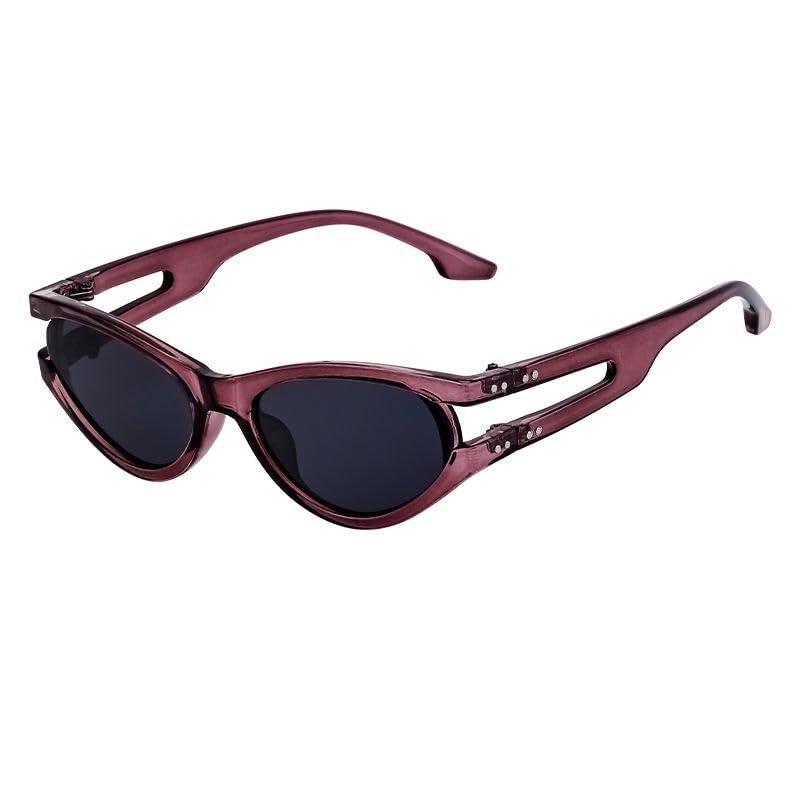 Lunettes de soleil œil de chat punk MUTYNE ovales avec monture creuse ajourée