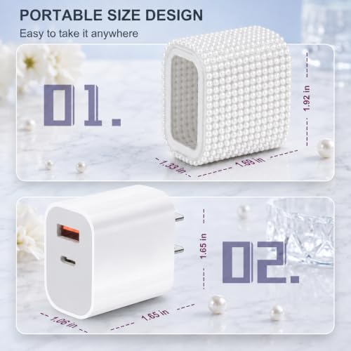 Image of Aolcev for iPhone Charger Fast Charging Pearl 2 in 1 USB C Charger Block