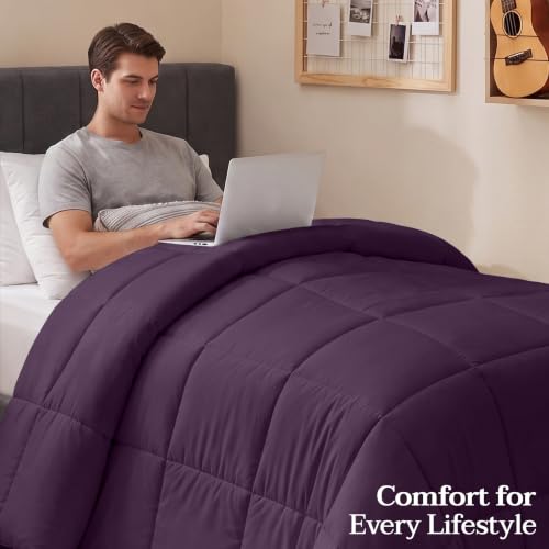 Image of Utopia Bedding Twin Comforter, Duvet Insert, Plum, 64 x 88 Inches
