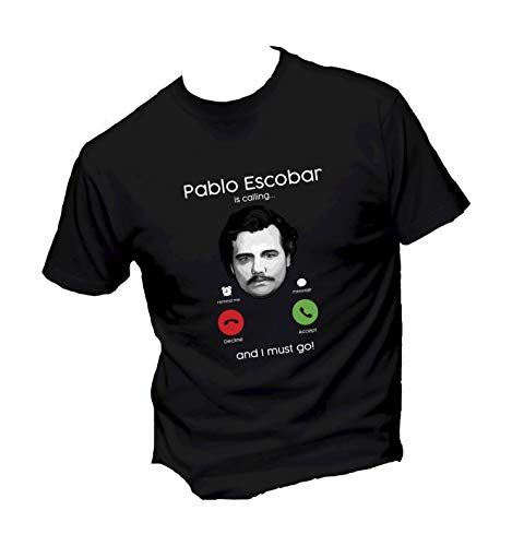  T-Shirt Uomo Cotone Basic Super vestibilità Top qualità - Pablo E. IS Calling - Divertente Humor Made in Italy (Nero, XL)