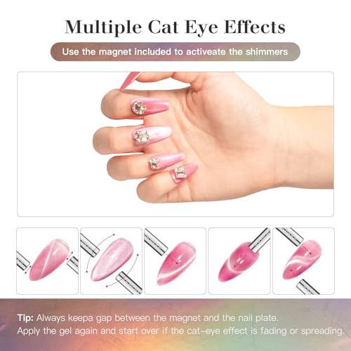 Esmalte de uñas gel efecto gato Pink Veil 15ml miniatura 6