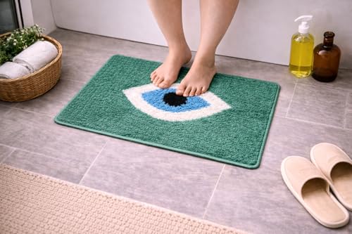 Image of Superb Soft Evil Eye Door mat Combo Set (2in1), Microfiber| Floor mat| Doormat for Home Entrance| Bathroom| Bedroom| Living Room| Kitchen| Pooja Room| Door mat Combo Pack| Rug| Home Decor