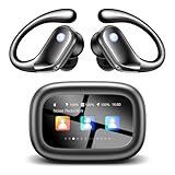 jaddsa Wireless Earbuds, ENC Noise Cancelling Ear Buds with Smart Touchscreen, Bluetooth 5.4 Headphones, Bass Stereo Sound Over-Ear Earbuds, 5 EQ Modes for Sports/Travel/Gym- Jet Black