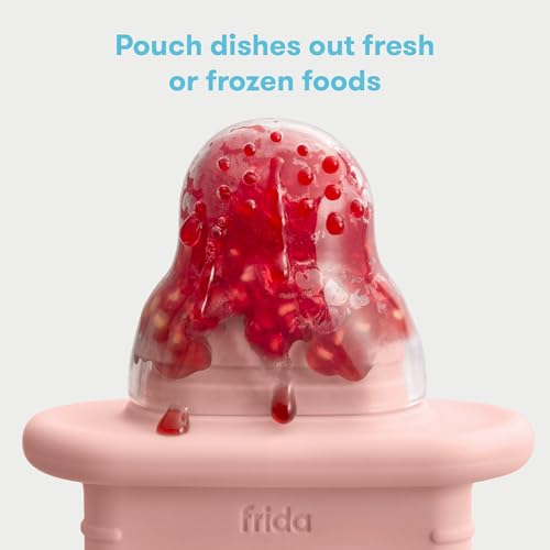 Image of Frida Baby Push Pop Feeder, Baby Fruit Feeder, Baby Fruit Food Feeder to Safely Introduce New Foods, Fresh + Frozen Food Silicone Feeder for Babies, BPA Free, Dishwasher Safe | 3 Count, Pink