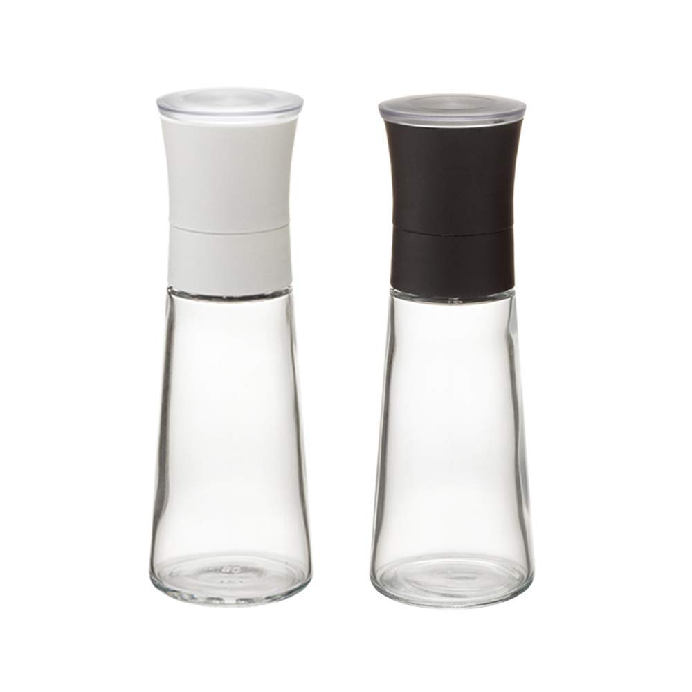Moulin à sel et à poivre en verre noir et blanc, duo de moulins à poivre manuels