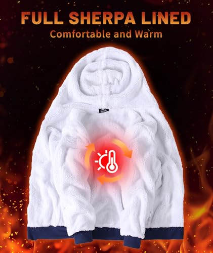 Image of Little Beauty Fleece Hoodies for Men Winter Thick Jackets Sherpa Lined Zip Up Sweatshirt With Kanga Pocket