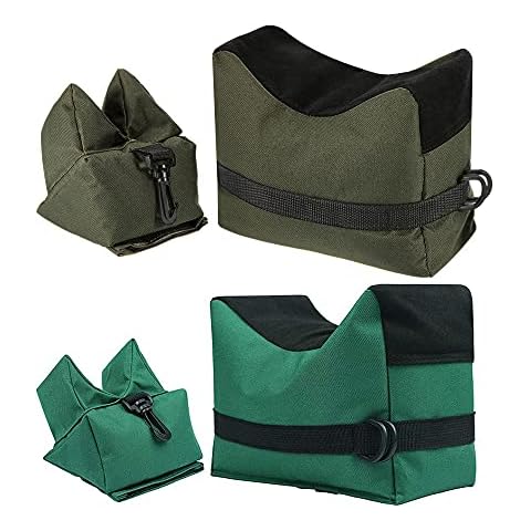 2 Set Shooting Rest Bags, Rest Front & Rear Support Sandbag Stand Holders with 600 Denier Polyester for Rifle Hunting, Army Green+Dark Green(Bags Come unfilled) Cover