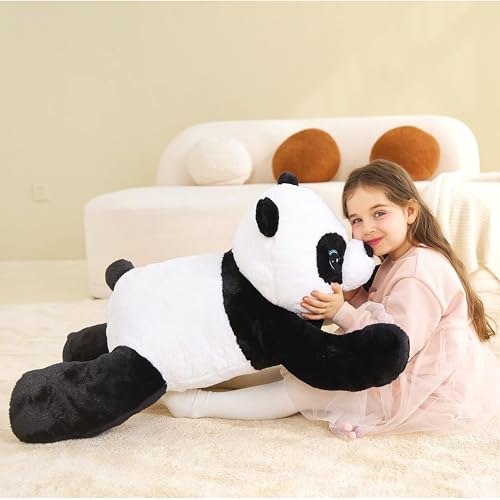 Image of IKASA Large Panda Cuddly Toy, Giant Soft Toy, Large Plush Toy, Giant Plush Toy, 78 cm, Fluffy Jumbo Plush Toys, Soft XXL XL Stuffed Toys, Cute, Gift for Children (Black, 78 cm)