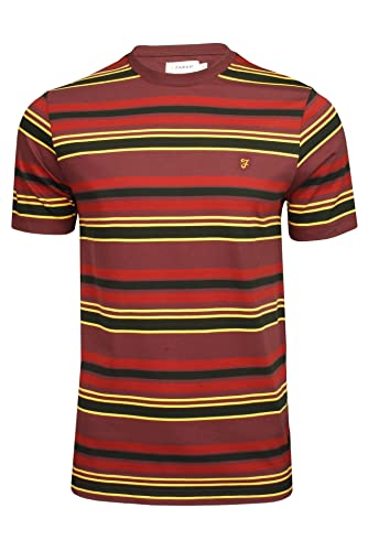 Farah Mens Nash Stripe T-Shirt (Farah Red, XXL) (Farah Red) XXL