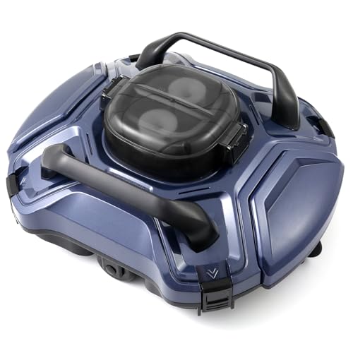Uoark Cordless Robotic Pool Cleaner,Robotic Pool Vacuum Automatic Cleaning, Dual-Motor, Self-Parking,for Above/In Ground Swimming Pools (Blue)