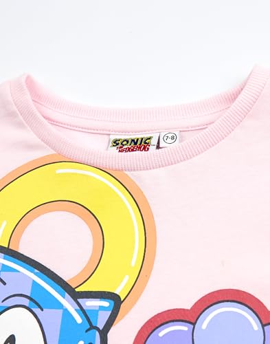 Image of Sonic The Hedgehog Girls Pink T-Shirt and Shorts Set | Cute 'Let's Roll' Sonic & Amy Rose Graphic Tee Short-Sleeve