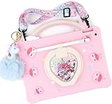 [Super Cute with Bling Quicksand] Kids Case for iPad 2 2011 with 360° Rotating Stand - Pink