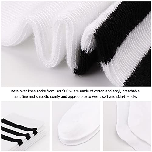 Image of DRESHOW Extra Long High Thigh Socks Striped Over Knee Thin Tights Long Stocking