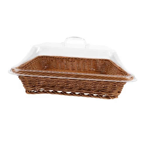 SMASOLO Cesta de Almacenamiento de Pan Tejida con Transparente Cesta de Comida Multifuncional Cocina Salón Oficina