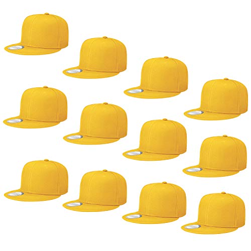 Image of Falari Wholesale 12 Pack Snapback Hat Cap Hip Hop Style Flat Bill Blank Solid Color Adjustable Size