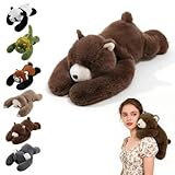 Peluche lestée Ours Brun, Kawaii Animaux lestés pour Peluche Anti Stress Apaisante Adultes, Doudou Ours Brun Huggy Mignonne Coussin lesté pour soulager l'anxiété et favoriser Le Sommeil(45 cm)