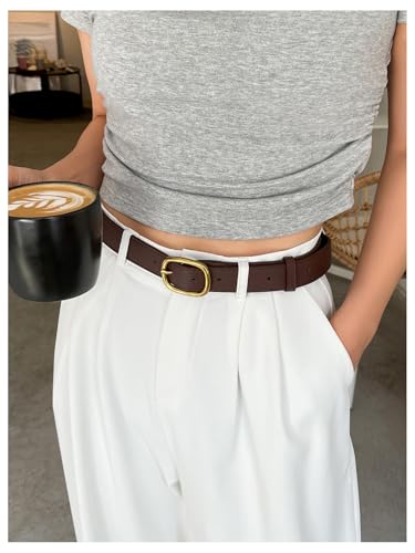 Floerns Women's Casual PU Leather Belt Oval Buckle Medium Belt for Dress Pants4