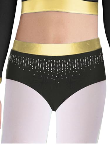 FEESHOW Kids Girls Glittery Rhinestones Underwear High Waist Sparkle Gymnastics Ballet Dance Briefs Panties3