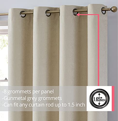 Hlc.me Syracuse Thermal Insulated Blackout Room Darkening Energy Savings Window Curtain Grommet Panels Bedroom, Set Of 2 (52 W X 54 L Long, Beige) #TOP1