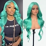 Mscathy Mint Green Body Wave Lace Front Wig Human Hair 180% Density Colored Human Hair Wigs For Women HD 13x4 Lace Frontal Wig Virgin Brazilian Hair 20 inches