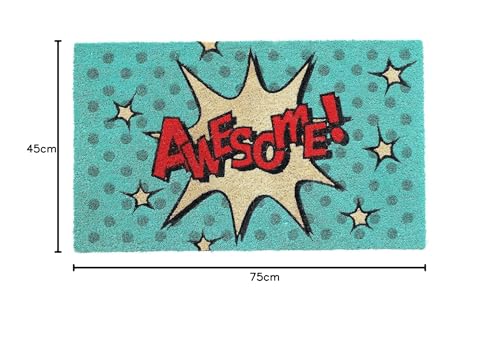 Image of Onlymat Awesome Printed Doormat - Durable, Weather Resistant, Easy to Clean Coir Doormat with Anti-Slip PVC Backing for Home Entry Indoor and Outdoor Use - 45 x 75 cm