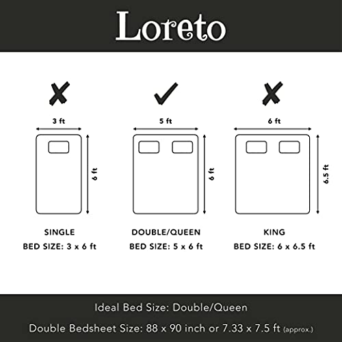 LORETO – A QUALITY LINEN BRAND 144 TC 100% Cotton Bedsheet for Double Bed with 2 Pillow Covers - White & Grey, Floral - Image 4
