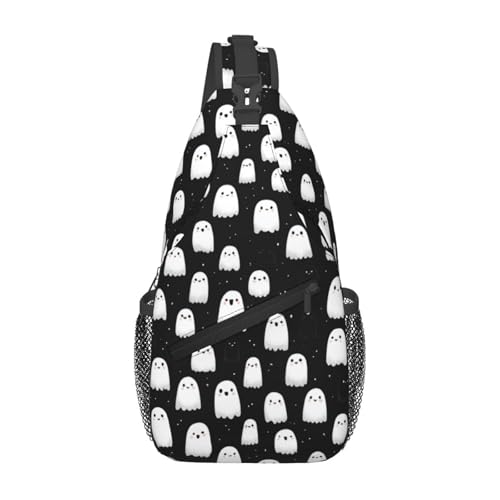 Halloween Sling Bag Goth Crossbody Bag for Women Men Adjustable Casual Daypack Funny Chest Bags