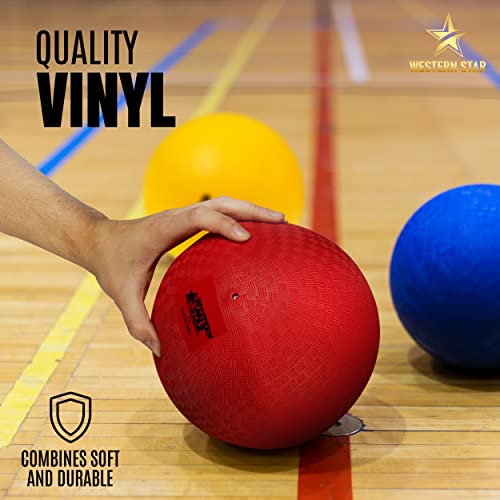 Western Playground Ball And Kick Ball - Extra Soft And Bouncy- 4 Colors - Medium & Large & Extra Large - Reliable Construction - For Kids, Toddlers, And More - No Fade Playground Balls #TOP5