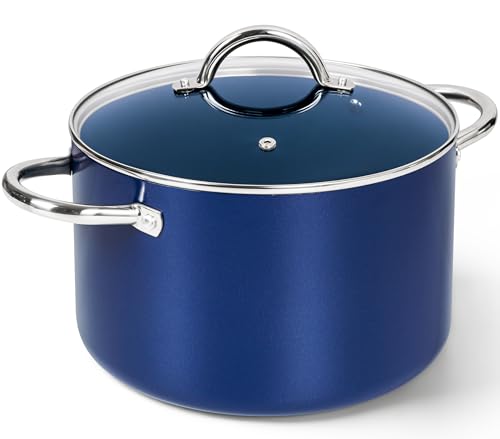 MICHELANGELO 10 Qt Ceramic Nonstick Stock Pot with Lid Induction Ready