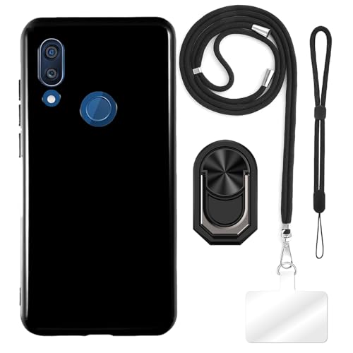 Funda TPU con Correa de Muñeca, Cordón y Soporte de Anillo Compatible con ZTE Axon 9 Pro, Antigolpes, Delgado, Ajustable, Manos Libres, Resistente
