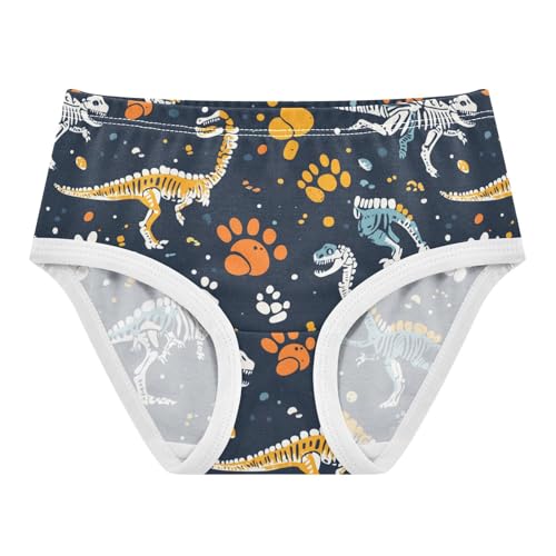 Wusikd Colorful Dinosaur Girls' Underwear Cotton Bones Girls Briefs Soft Toddler Underwear 2T