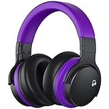 MOVSSOU E7 Active Noise Cancelling Headphones Bluetooth Headphones Wireless Headphones Over Ear with Microphone Deep Bass, Comfortable Protein Earpads, 30 Hours Playtime for Travel/Work, Medium Purple