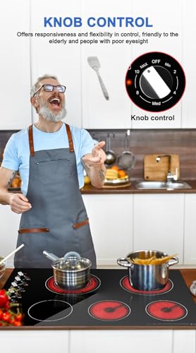 Weceleh 30 Inch Electric Cooktop 7300W Built-In Electric Stove Top 5 Burners 11 Power Levels,Knob Control,Keep Warm Function,Child Safety Lock,Hot Surface Indicator thumb #1