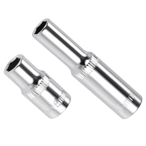 Image of 6-Point Socket, 1 /4 inch Drive 6mm Deep, Polished Chromed CR-V Metric Deep and Shallow Impact Socket - (Applications: for Ratchet Torque Electric Wrenches Car Repair), 2-Pieces